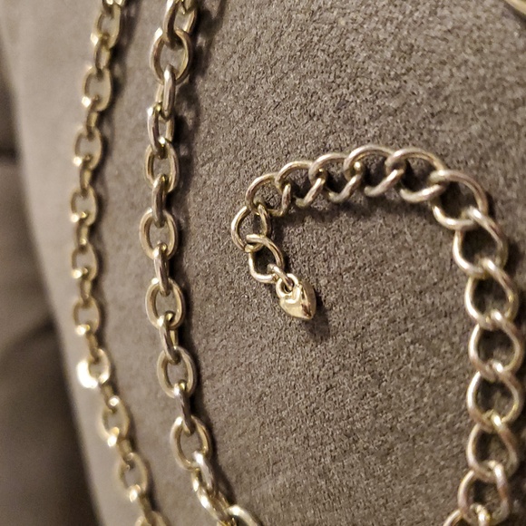 Chico’s Gold Hammered Disc Statement Necklace with Black Faceted Stones - Picture 5 of 8